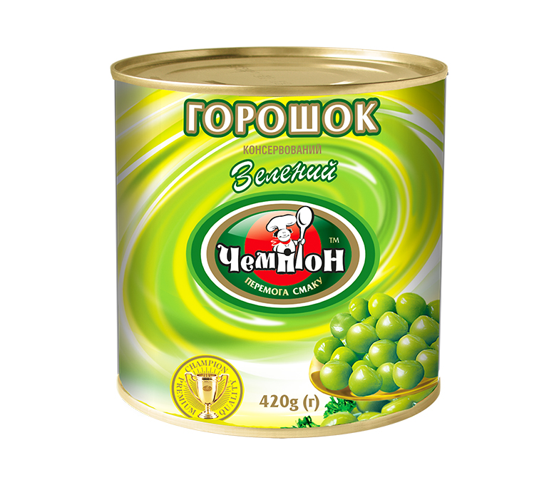 Горошок зелений ЧЕМПІОН консервований, 420г